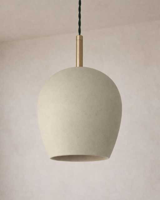 Tulipano - Ceramic Pendant Ceiling Light Handmade Minimalist Round Hanging Fixture in Natural Dune - image 1