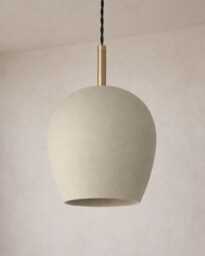 Tulipano - Ceramic Pendant Ceiling Light Handmade Minimalist Round Hanging Fixture in Natural Dune - thumbnail 1