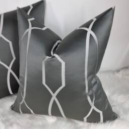 Hayden Cushion Cover Steel Grey Geometrical Modern Home Decor For Sofa Chair & Bed Pillow Designer Handmade From John Lewis Fabric - thumbnail 2