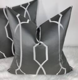 Hayden Cushion Cover Steel Grey Geometrical Modern Home Decor For Sofa Chair & Bed Pillow Designer Handmade From John Lewis Fabric