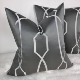 Hayden Cushion Cover Steel Grey Geometrical Modern Home Decor For Sofa Chair & Bed Pillow Designer Handmade From John Lewis Fabric - thumbnail 3