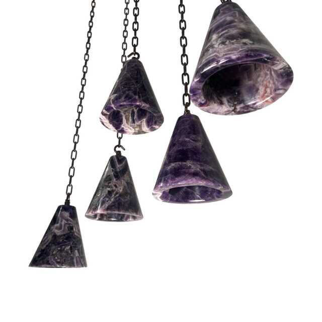 Set Of 5 Amathyst Crystal Cone Pendants Limited - image 1