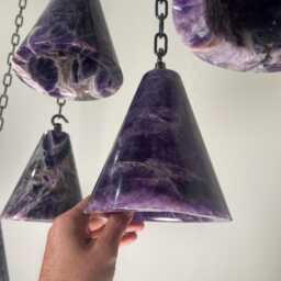 Set Of 5 Amathyst Crystal Cone Pendants Limited - thumbnail 3