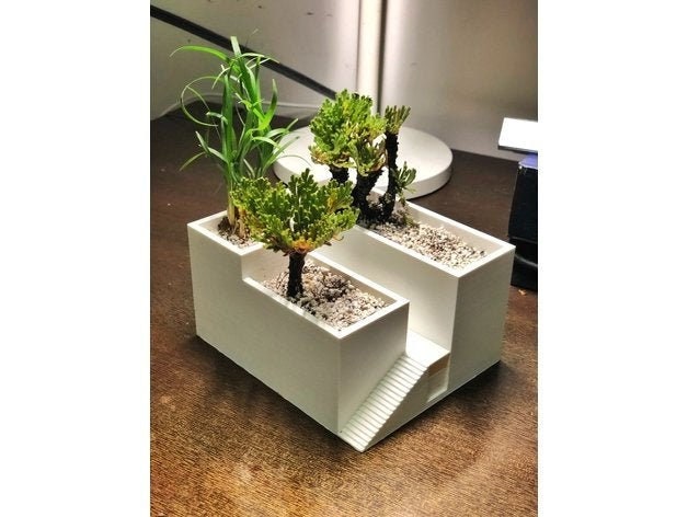 3D Printed Flower Pot Architectural Planter With Hidden Drip Tray - image 1