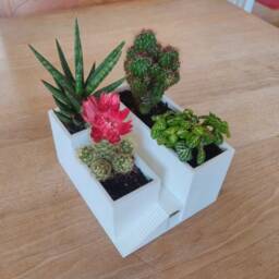3D Printed Flower Pot Architectural Planter With Hidden Drip Tray - thumbnail 2