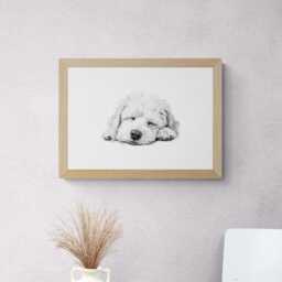 Sleeping Maltese Dog Print, Vintage Sketch, Farmhouse Decor, Gifts - thumbnail 3