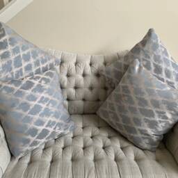 Extra Long Teal Beige Gray Jacquard Curtain With Diamond Geometrical Pattern Grommet Top 10 12 14 16 17, 18, 20 Ft 2 Story Ikiriska - thumbnail 4