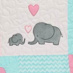 Elephant Baby Quilt, Mint Gray Pink Crib Bedding, Chevron Blanket, Grey Safari Nursery - thumbnail 3