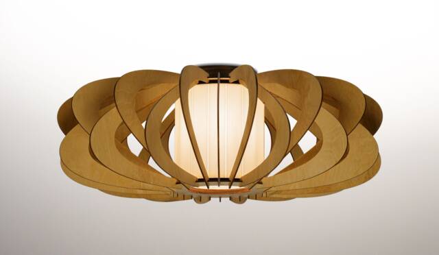 Poeny Glass Wood Flush Mount Ceiling Light Scandinavian Style - image 1