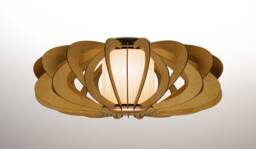 Poeny Glass Wood Flush Mount Ceiling Light Scandinavian Style - thumbnail 1
