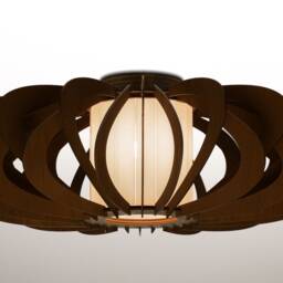Poeny Glass Wood Flush Mount Ceiling Light Scandinavian Style - thumbnail 2