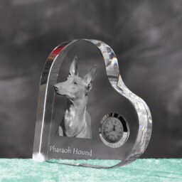 Pharaoh Hound - Crystal Clock in The Shape Of A Heart With Image Pure-Bred Dog - thumbnail 2