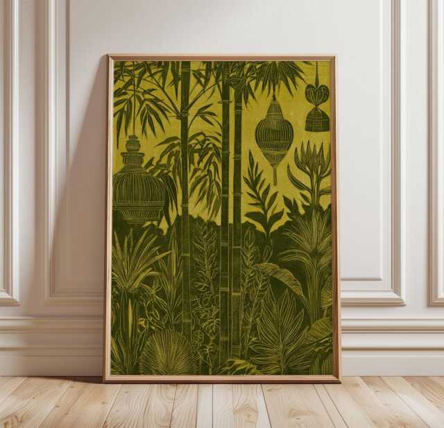 Bamboo Lantern Poster, Botanical Wall Art, Asian Decor Print - image 1
