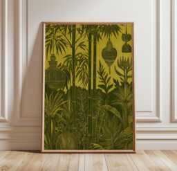 Bamboo Lantern Poster, Botanical Wall Art, Asian Decor Print