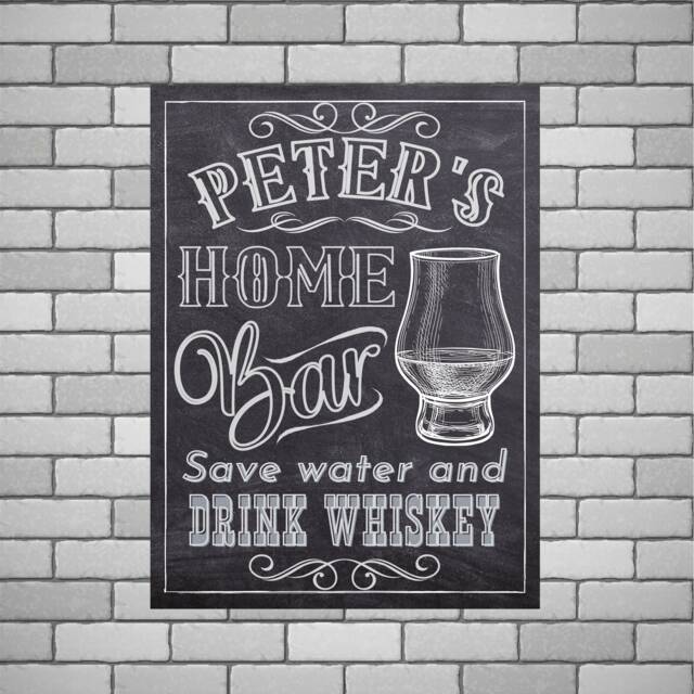 Personalised Whisky Bar Sign Chalkboard Style Metal Wall Art - image 1