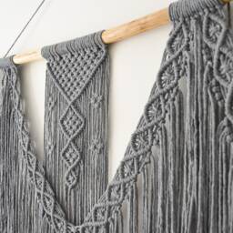Extra Large Macrame Wall Hanging, Gray Bohemian Decoration, Woven Mural, Housewarming Gift, Headboard - thumbnail 3