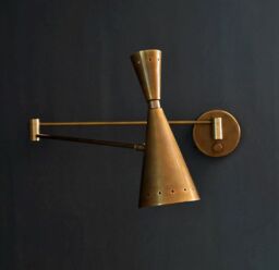 Mid Century Wall Sconce Lelo 2 Light Lamp, Handmade Brass Stilnovo Inspired Modern Lamp Light, Bedside Reading - thumbnail 1