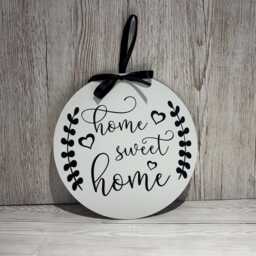 Home Sweet Wooden Wall Plaque Rustic Welcome Sign, 25cm, Decorative Sign For New - thumbnail 1