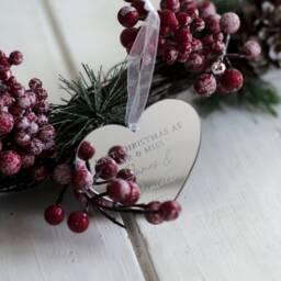 Luxury Mirror Acrylic Last Christmas As Mr & Miss Personalised Ornament Bauble Decoration Heart - thumbnail 3