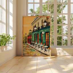 Paris Cafe Wall Art, French Bistro Street Scene Poster, Colorful European City Print, Parisian Home Decor, Poster - thumbnail 3