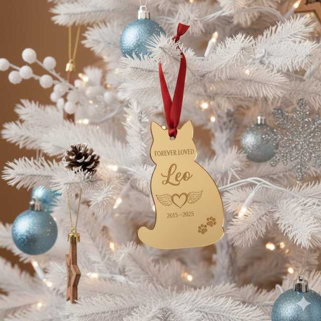 Pet Memorial Ornament - Personalized Acrylic Cat Loss Christmas Keepsake - image 1