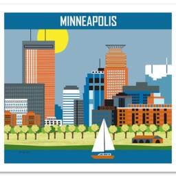 Minneapolis Skyline, Print, Poster, Loose Petals Horizontal Mn City Art Print - Style E8-O-Minb - thumbnail 3
