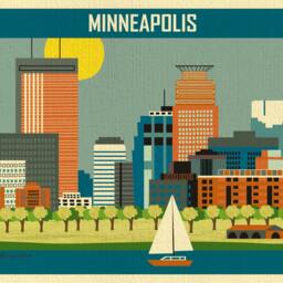 Minneapolis Skyline, Print, Poster, Loose Petals Horizontal Mn City Art Print - Style E8-O-Minb - thumbnail 2