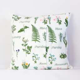 Botanical Pillow Cover, Herbal Cushion Nursery Decor, Plant Throw Pillow, Green, Parsley, Mint, Rosemary - thumbnail 4