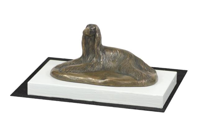 Afghan Hound - Lying, Dog On White Wooden Base Statue, Limited Edition, Artdog - image 1