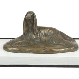 Afghan Hound - Lying, Dog On White Wooden Base Statue, Limited Edition, Artdog - thumbnail 2