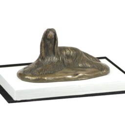 Afghan Hound - Lying, Dog On White Wooden Base Statue, Limited Edition, Artdog - thumbnail 3