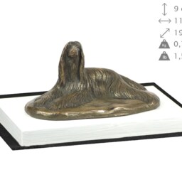 Afghan Hound - Lying, Dog On White Wooden Base Statue, Limited Edition, Artdog - thumbnail 4