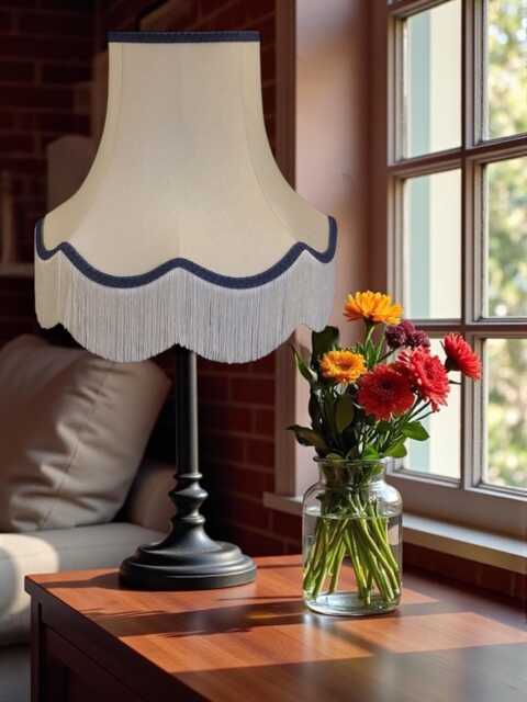 Traditional Cream Fabric Lampshade Handmade For Table & Floor Standard Lamp Bases, Wall Light Fixtures, Ceiling Fittings - image 1