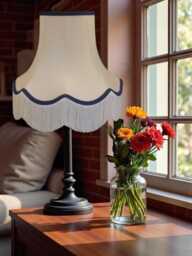 Traditional Cream Fabric Lampshade Handmade For Table & Floor Standard Lamp Bases, Wall Light Fixtures, Ceiling Fittings - thumbnail 1