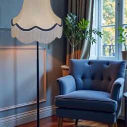 Traditional Cream Fabric Lampshade Handmade For Table & Floor Standard Lamp Bases, Wall Light Fixtures, Ceiling Fittings - thumbnail 2