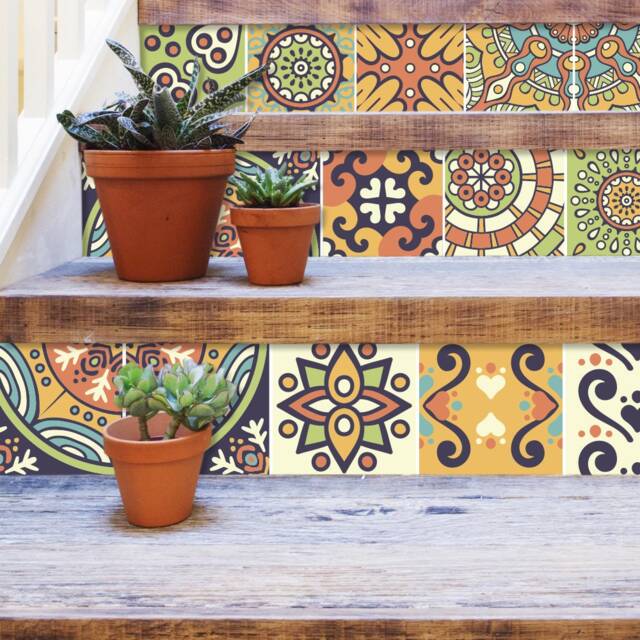 Chichen Itza Tile Stickers, Maya, Talavera, Suitable For Wall & Floor, Waterproof, All Sizes, Autumn Collection 2018, Pack 24, Skummta - image 1