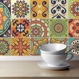 Chichen Itza Tile Stickers, Maya, Talavera, Suitable For Wall & Floor, Waterproof, All Sizes, Autumn Collection 2018, Pack 24, Skummta - thumbnail 3