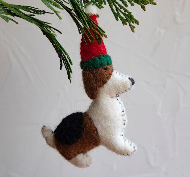 Handmade Felt Dog Christmas Ornament, Eco-Friendly Wool Decoration - image 1