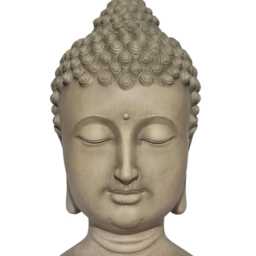 Large Cream Charcoal Buddha Head Garden Decoration Ornament - thumbnail 2