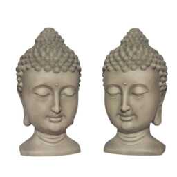 Large Cream Charcoal Buddha Head Garden Decoration Ornament - thumbnail 3