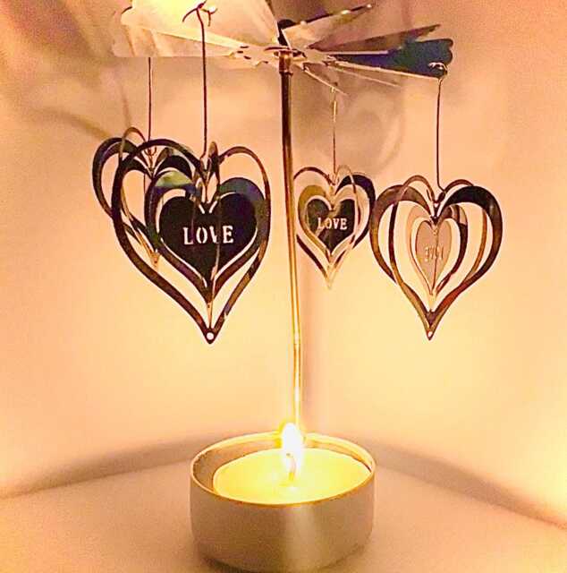 Heart Carousel Tea Light Spinner - Valentine's Day Candle Decoration - image 1