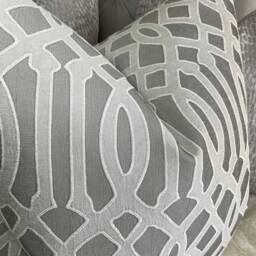 Navajo Luxury Textured, Geometric Silver - Grey Cushion Cover, Pillow Throw For Sofa Bed Or Throw. Designer Fabric - thumbnail 3