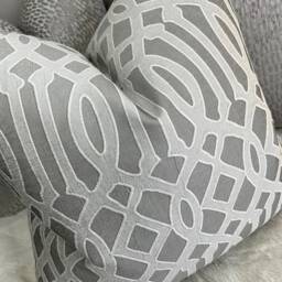 Navajo Luxury Textured, Geometric Silver - Grey Cushion Cover, Pillow Throw For Sofa Bed Or Throw. Designer Fabric - thumbnail 2