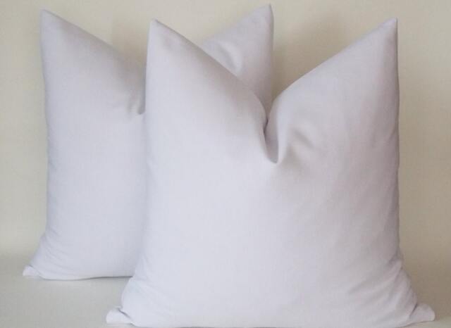 Set Of 2 White Linen Pillow Covers Hand Crafted Throw Pillows - image 1