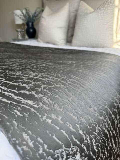 Marble Bed Runner, Steel Grey Comforter Double -King Size Bed, Bedding Throw, Custom Cover, Luxury Bedroom Accessories Hamlet Graphite - image 1