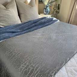 Marble Bed Runner, Steel Grey Comforter Double -King Size Bed, Bedding Throw, Custom Cover, Luxury Bedroom Accessories Hamlet Graphite - thumbnail 3