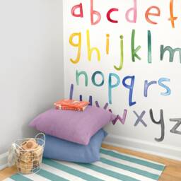 Lowercase Rainbow Watercolor Letters - Fabric Wall Decal Color Story Mej - thumbnail 2