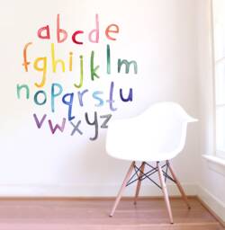 Lowercase Rainbow Watercolor Letters - Fabric Wall Decal Color Story Mej