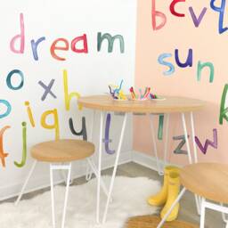 Lowercase Rainbow Watercolor Letters - Fabric Wall Decal Color Story Mej - thumbnail 3