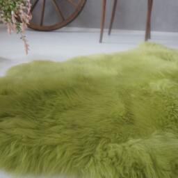 "Green Sheepskin Rug, Genuine Leather Throw, Natural Home Decor - 50"" X 30" - thumbnail 3